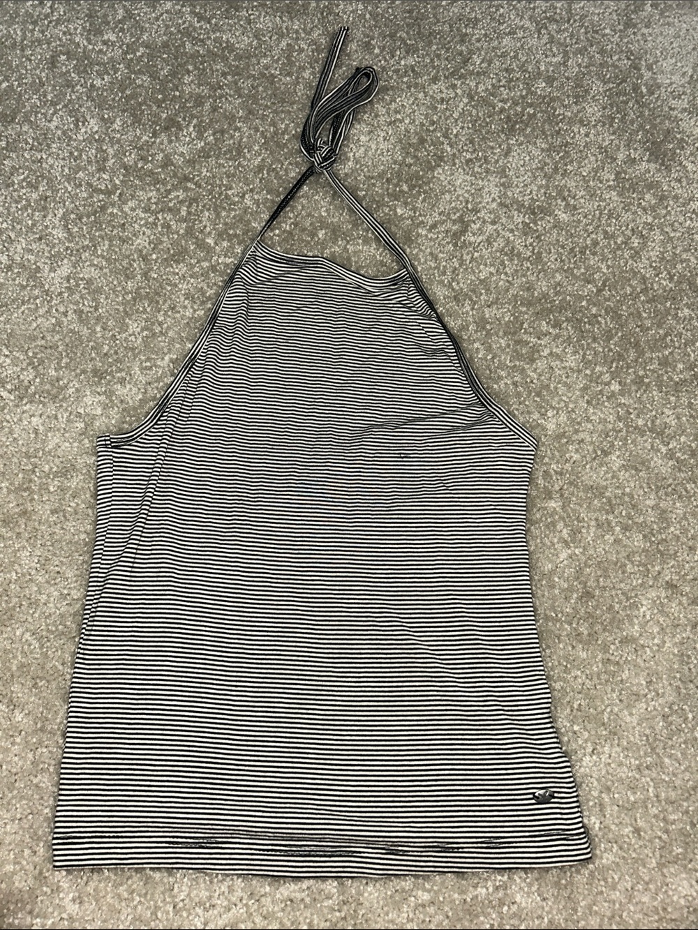 American Eagle Outfitters Black and White Striped Halter Tank Top
